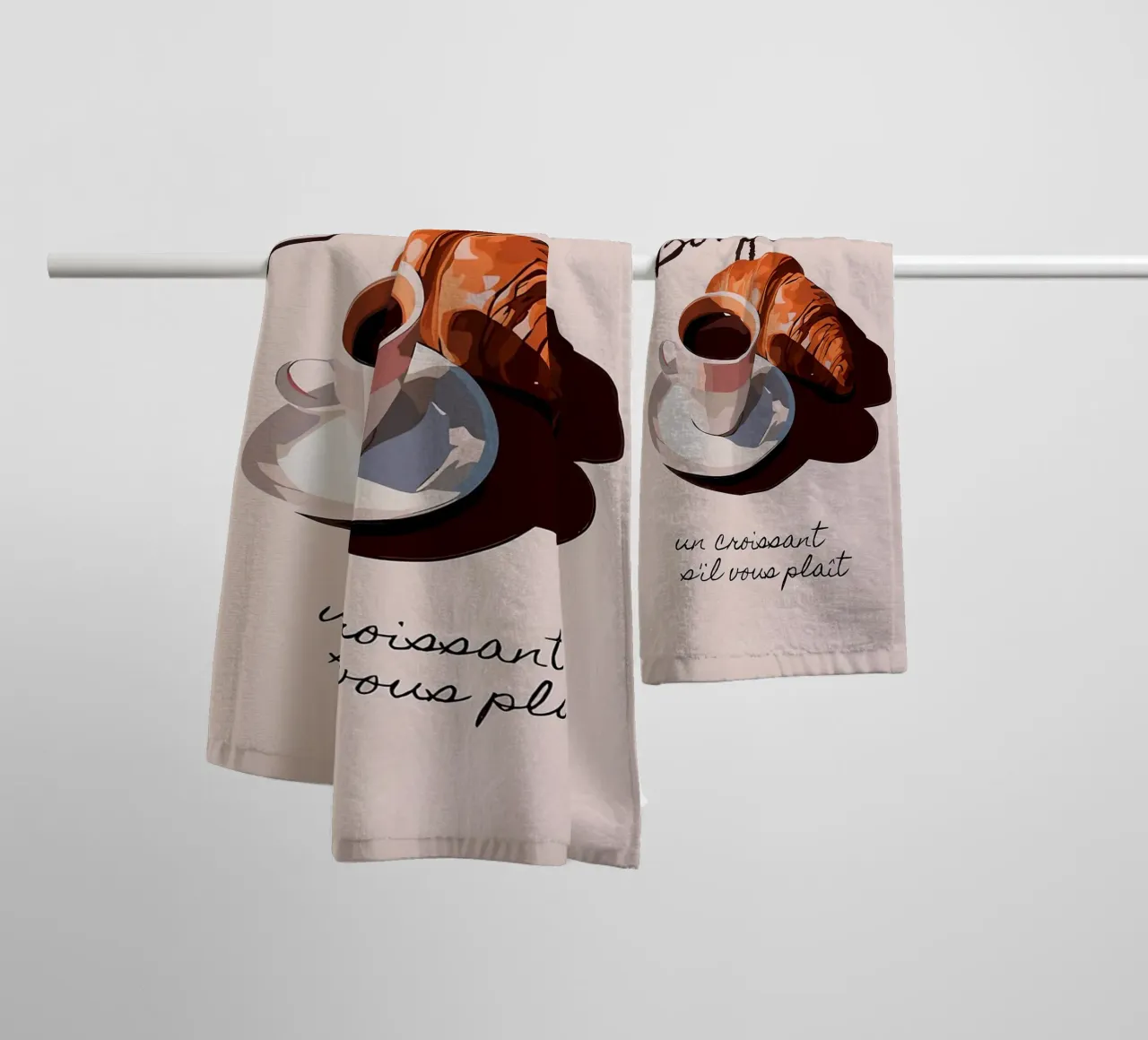 Ciao Croissant e caffè asciugamano da bagno da Liam Johnson