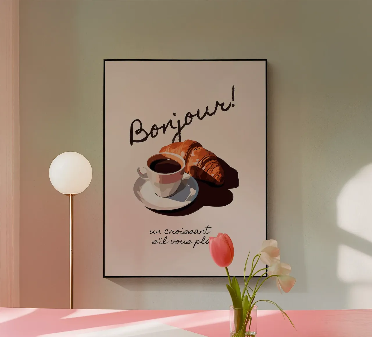 Ciao Croissant e caffè plexiglass da Liam Johnson