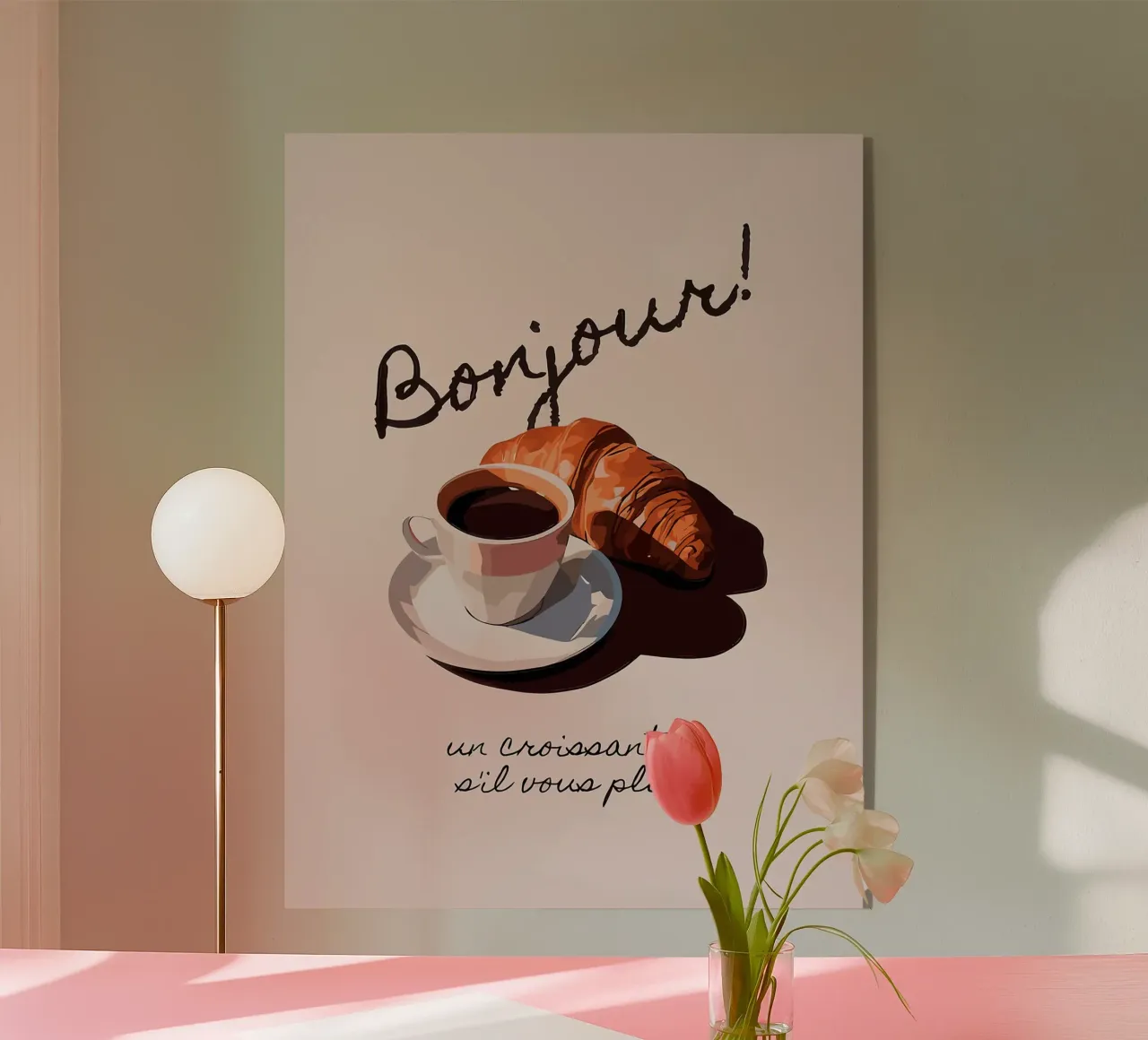 Ciao Croissant e caffè plexiglass da Liam Johnson