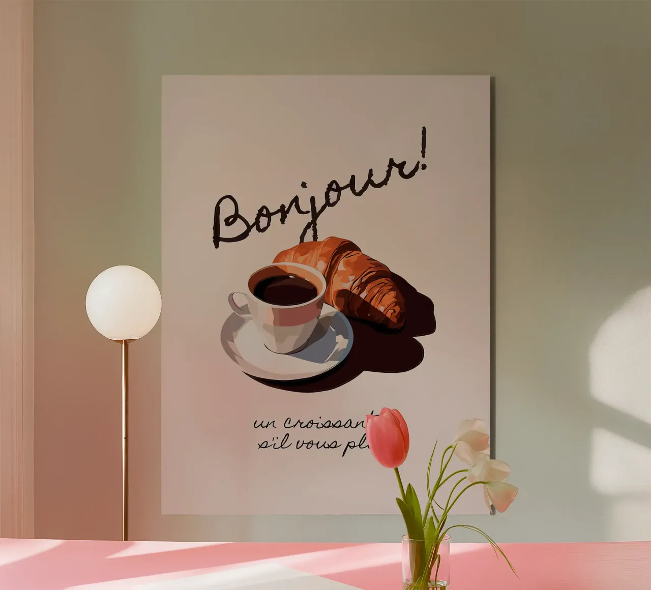 Ciao Croissant e caffè alluminio dibond da Liam Johnson
