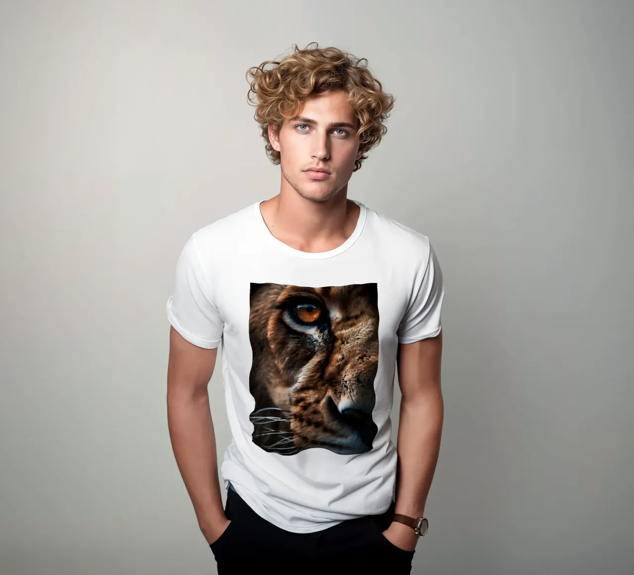 Betoverende leeuwenoog macro t-shirt van Liam Johnson
