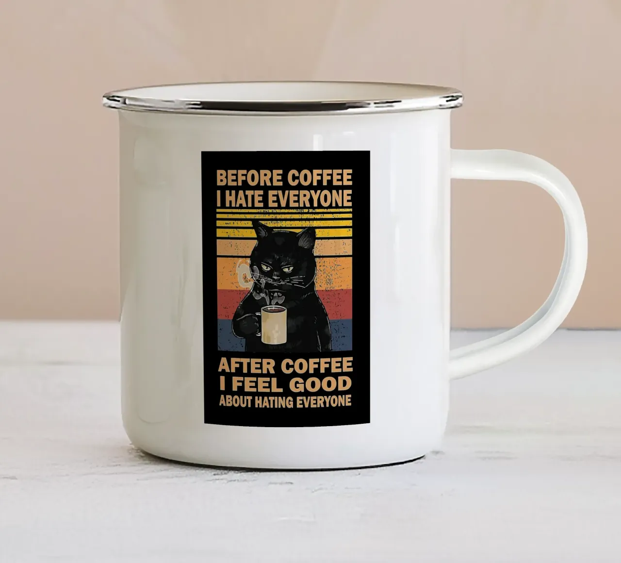 Caffè Gatto Mood tazza in smalto da Liam Johnson