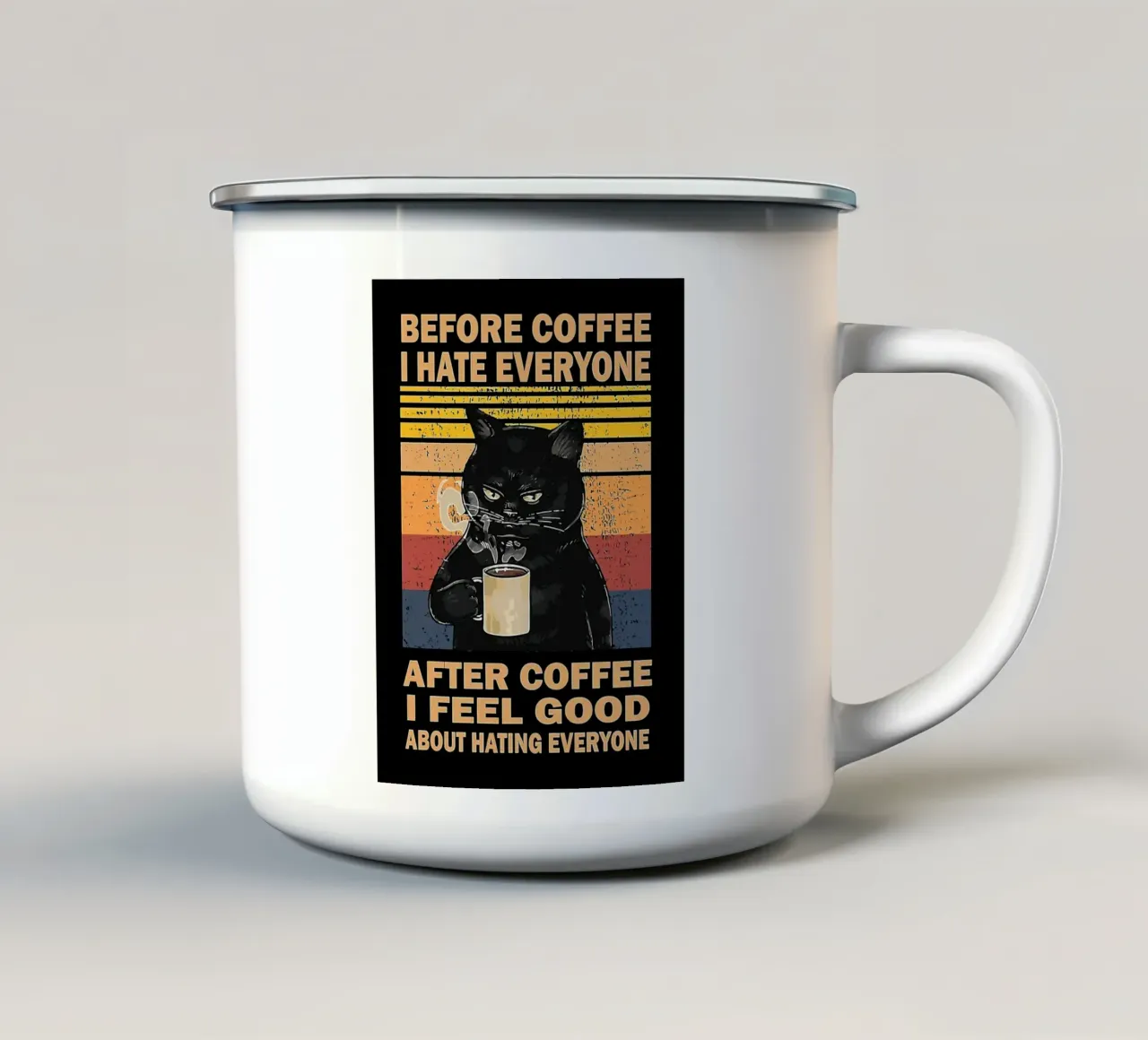 Caffè Gatto Mood tazza in smalto da Liam Johnson