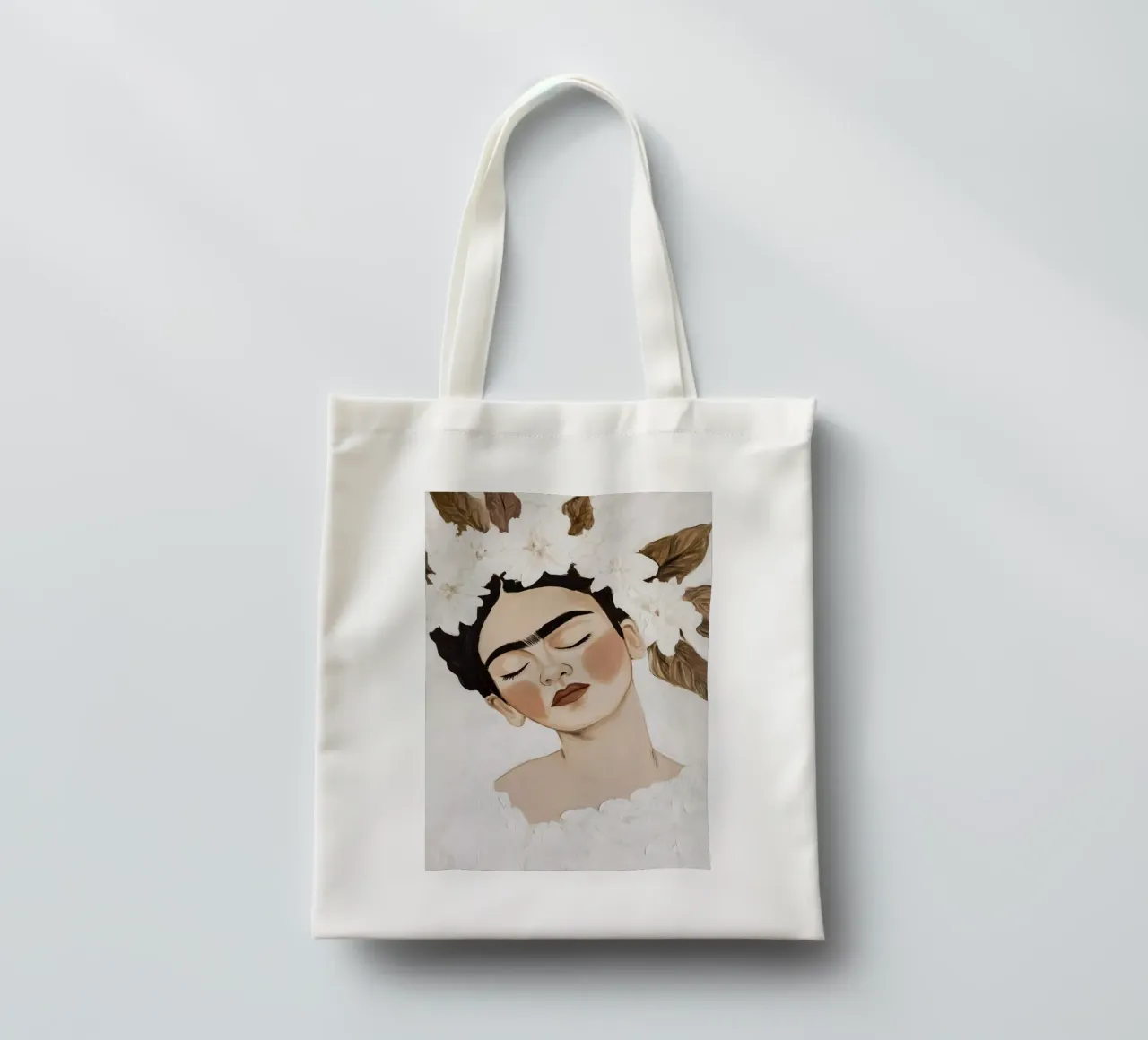 Incantevole delicatezza di Frida Kahlo borsa in juta da Carinaprint