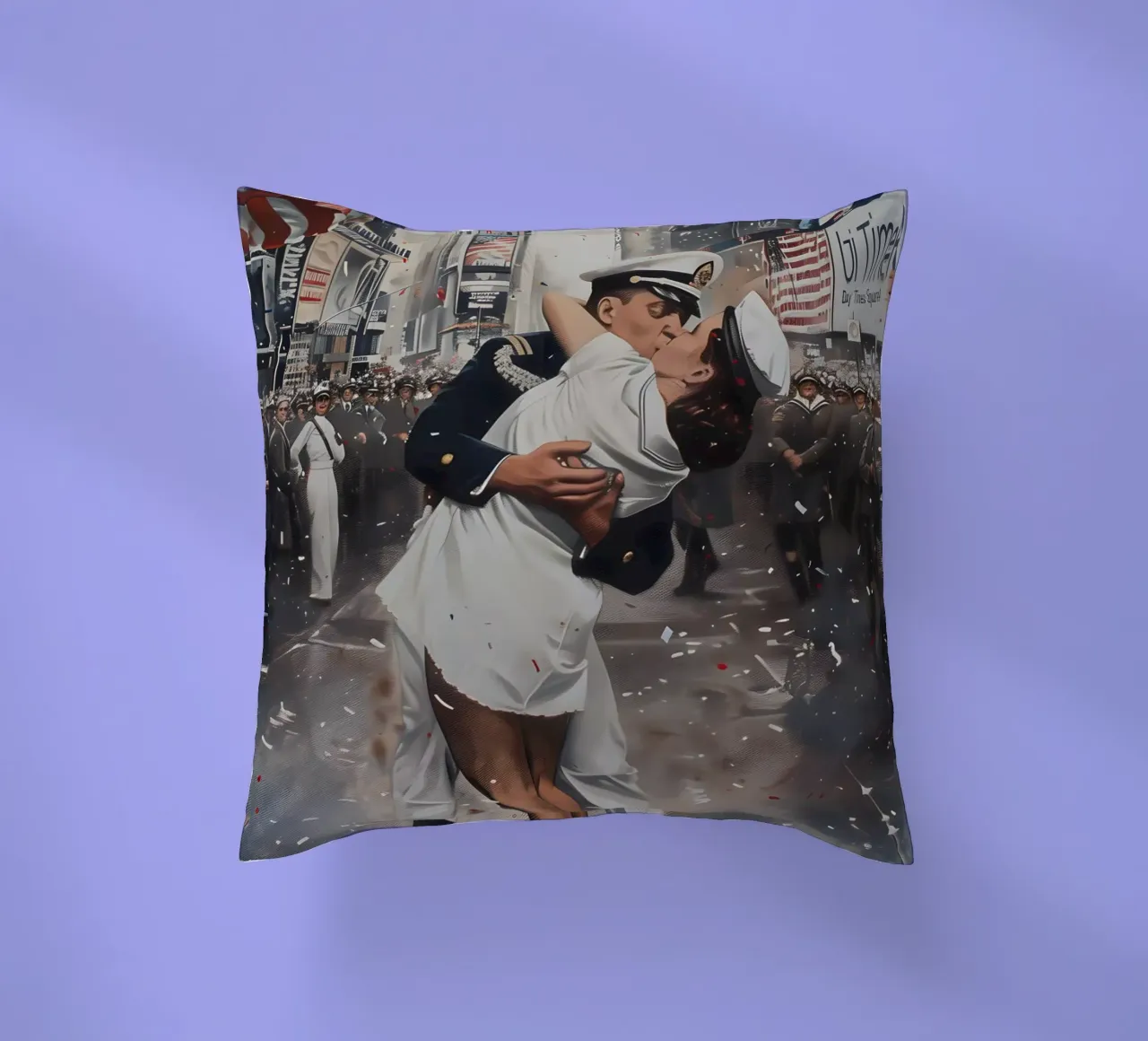 Un bacio iconico a Times Square cuscino da M-Ulrich-Digital Art
