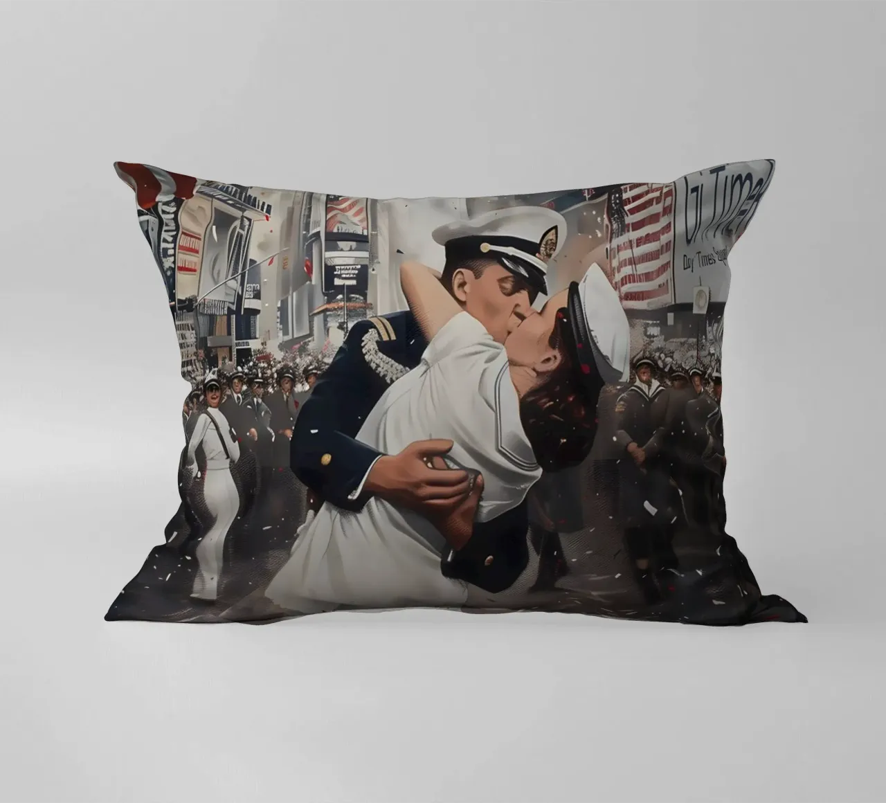 Un bacio iconico a Times Square cuscino da M-Ulrich-Digital Art
