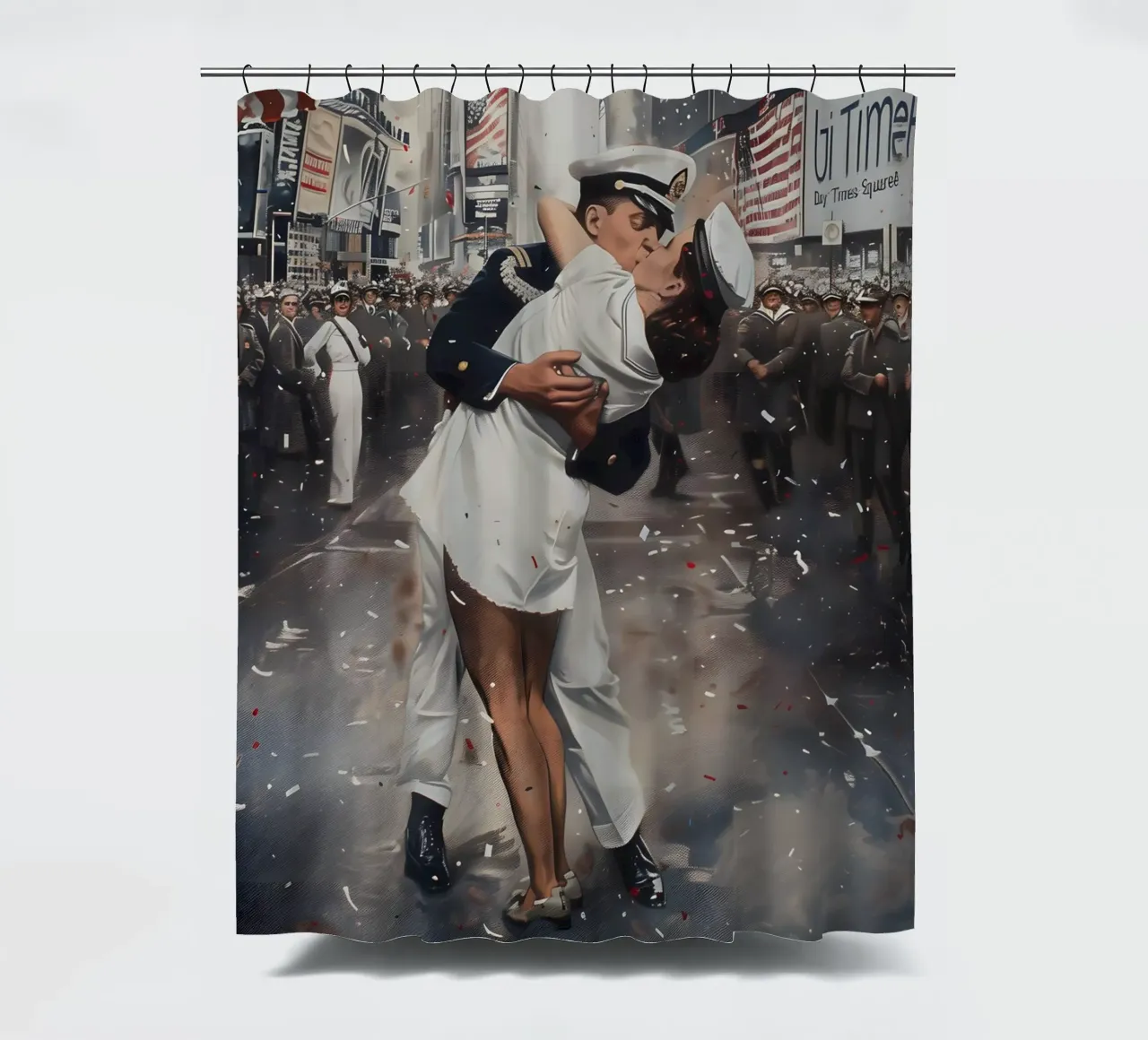 Un bacio iconico a Times Square tenda da doccia da M-Ulrich-Digital Art