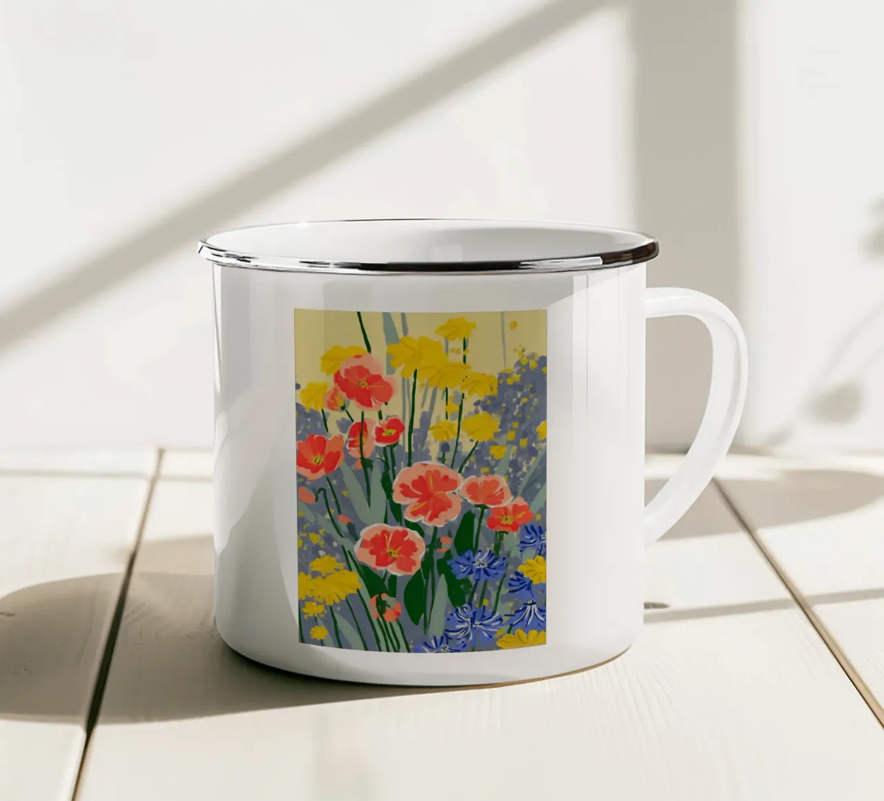 Sunshine Meets the Poppies tazza in smalto da Amelie Rose