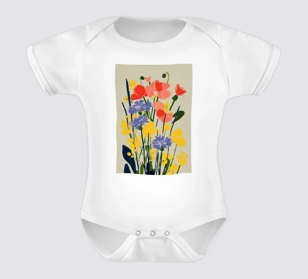 Soft Poppies, Cornflower Whisper body neonato maniche corte da Amelie Rose