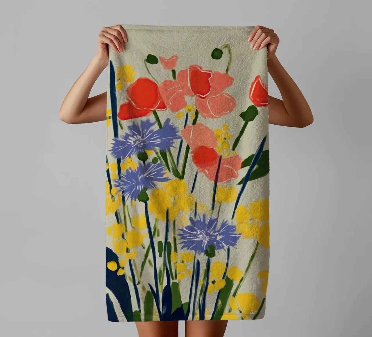 Soft Poppies, Cornflower Whisper asciugamano da bagno da Amelie Rose