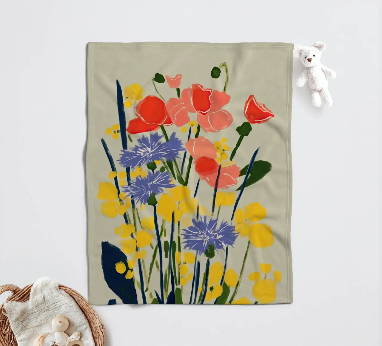 Soft Poppies, Cornflower Whisper coperta in pile da Amelie Rose