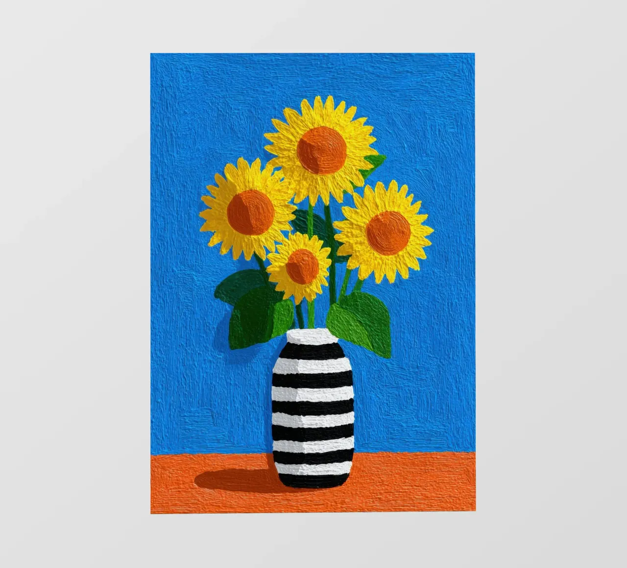 Vaso a righe con girasoli - Naive Art telo in pvc da Nikis Art Studio