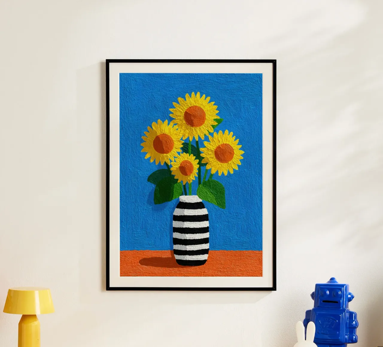 Vaso a righe con girasoli - Naive Art carta hahnemühle da Nikis Art Studio