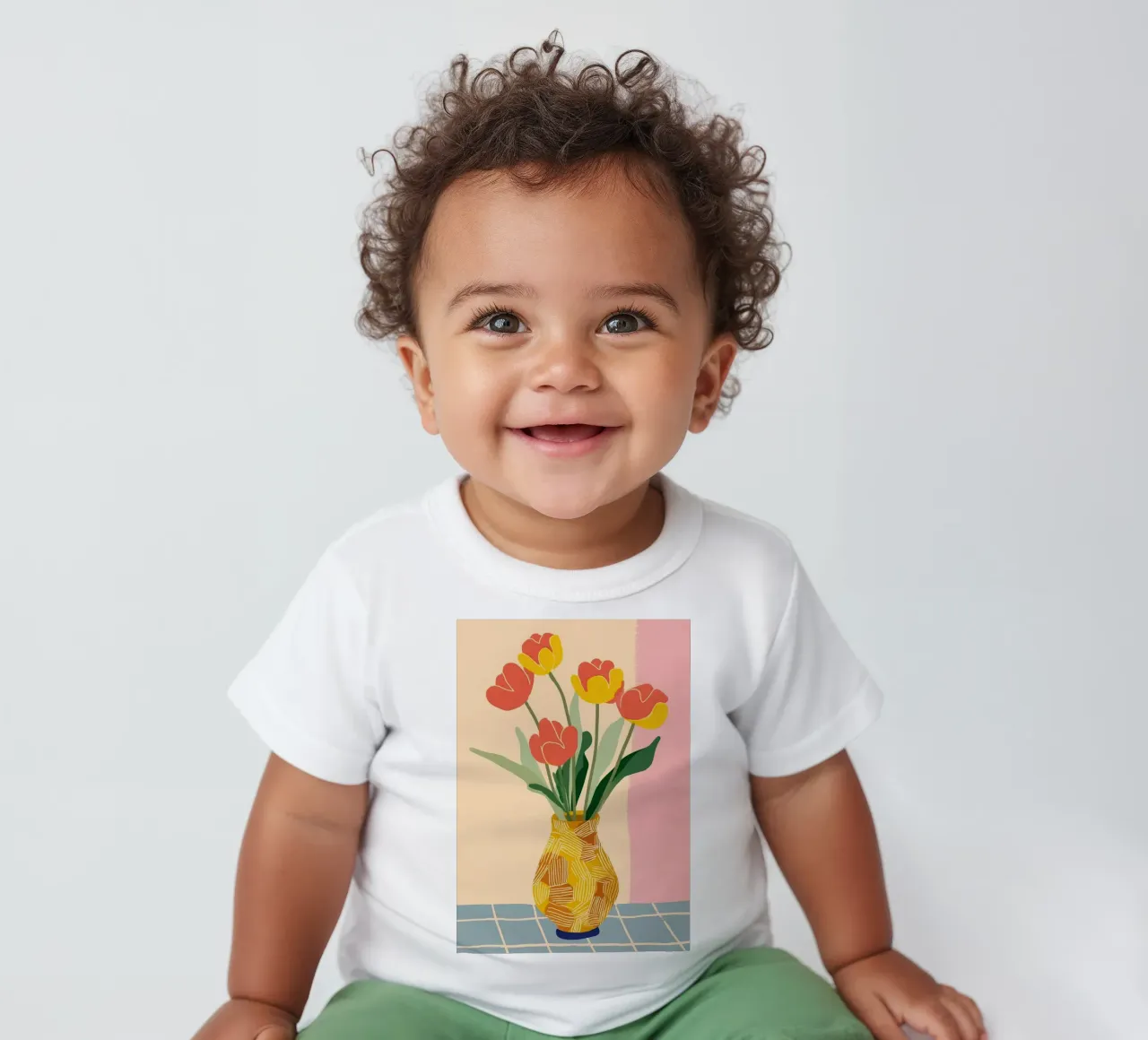 Sunny Tulips on the Table maglietta neonato da Amelie Rose