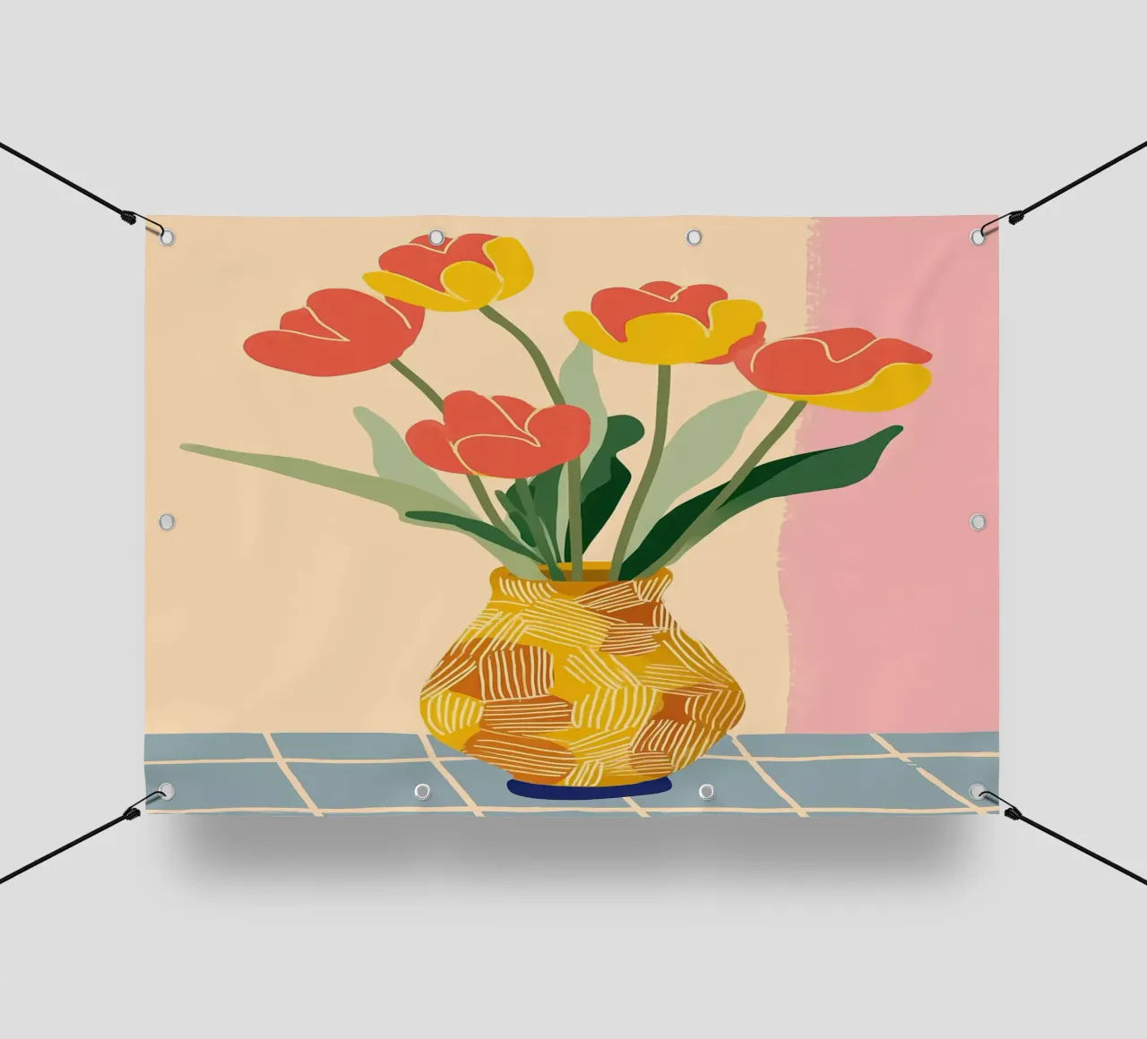 Sunny Tulips on the Table telo in pvc da Amelie Rose