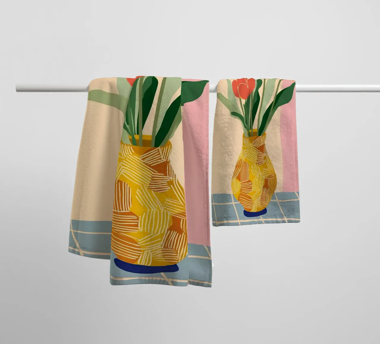Sunny Tulips on the Table asciugamano da bagno da Amelie Rose