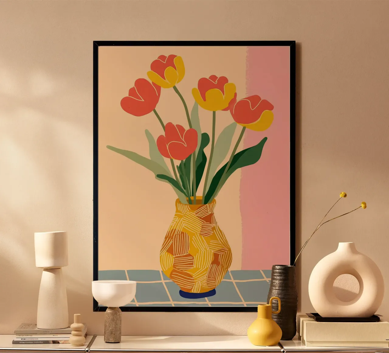 Sunny Tulips on the Table carta hahnemühle da Amelie Rose