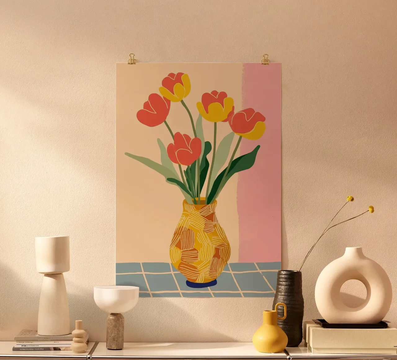 Sunny Tulips on the Table carta hahnemühle da Amelie Rose