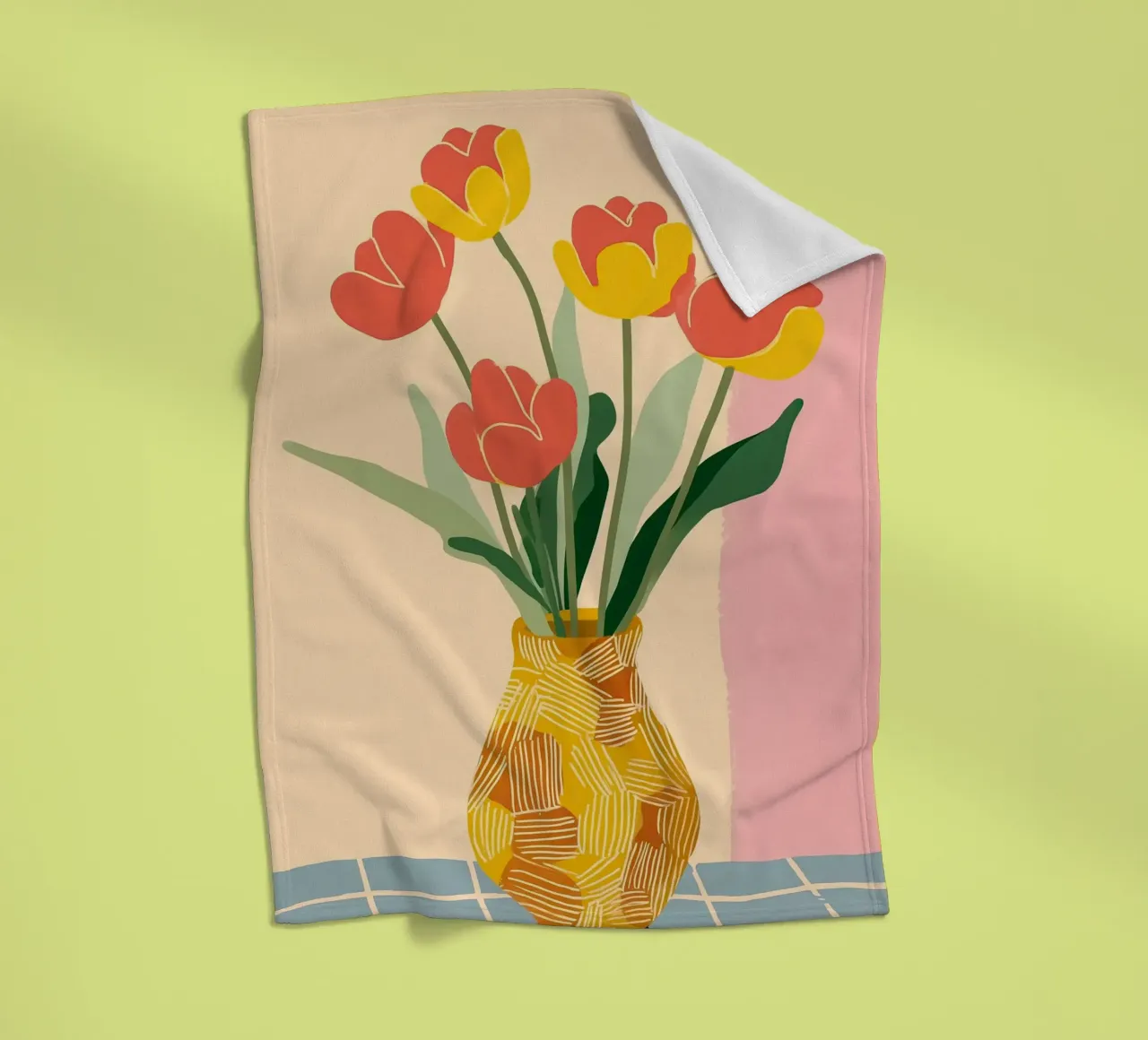 Sunny Tulips on the Table coperta in pile da Amelie Rose