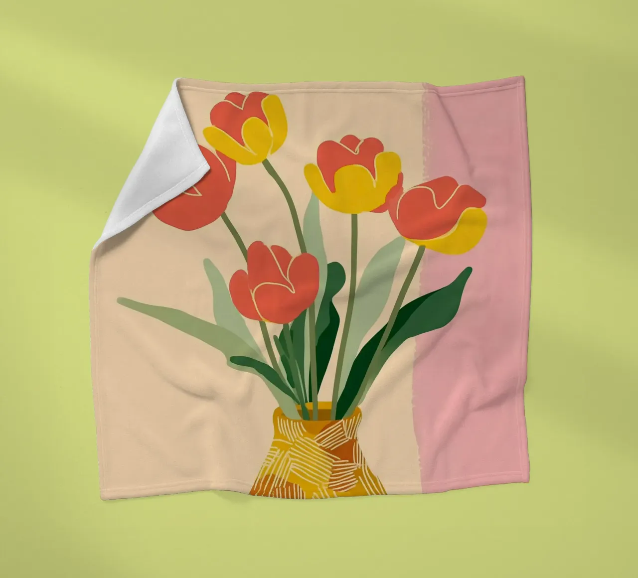 Sunny Tulips on the Table coperta in pile da Amelie Rose