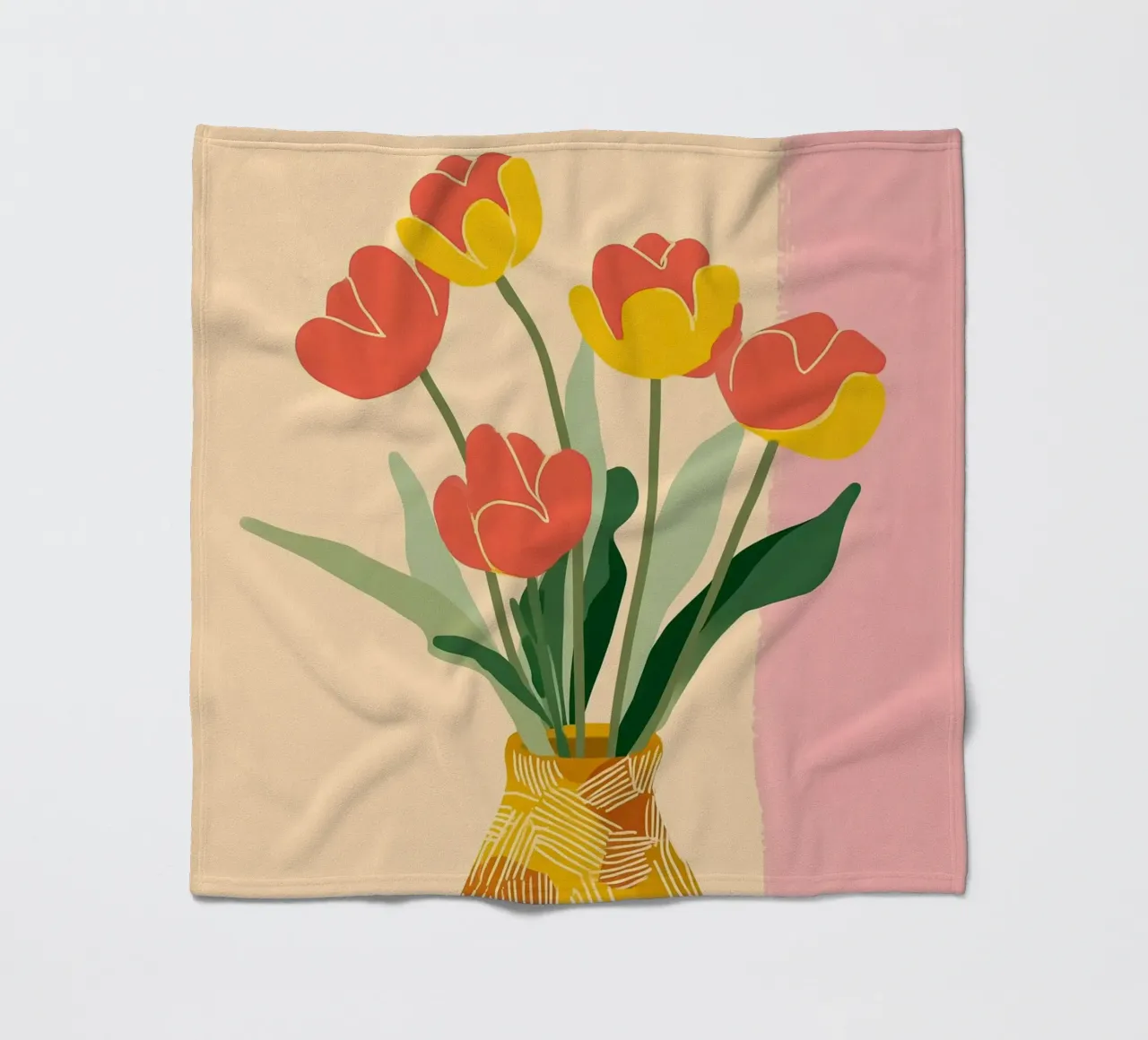 Sunny Tulips on the Table coperta in pile da Amelie Rose