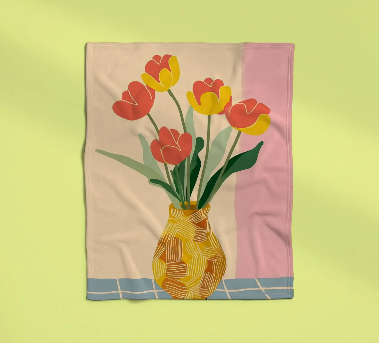 Sunny Tulips on the Table coperta in pile da Amelie Rose
