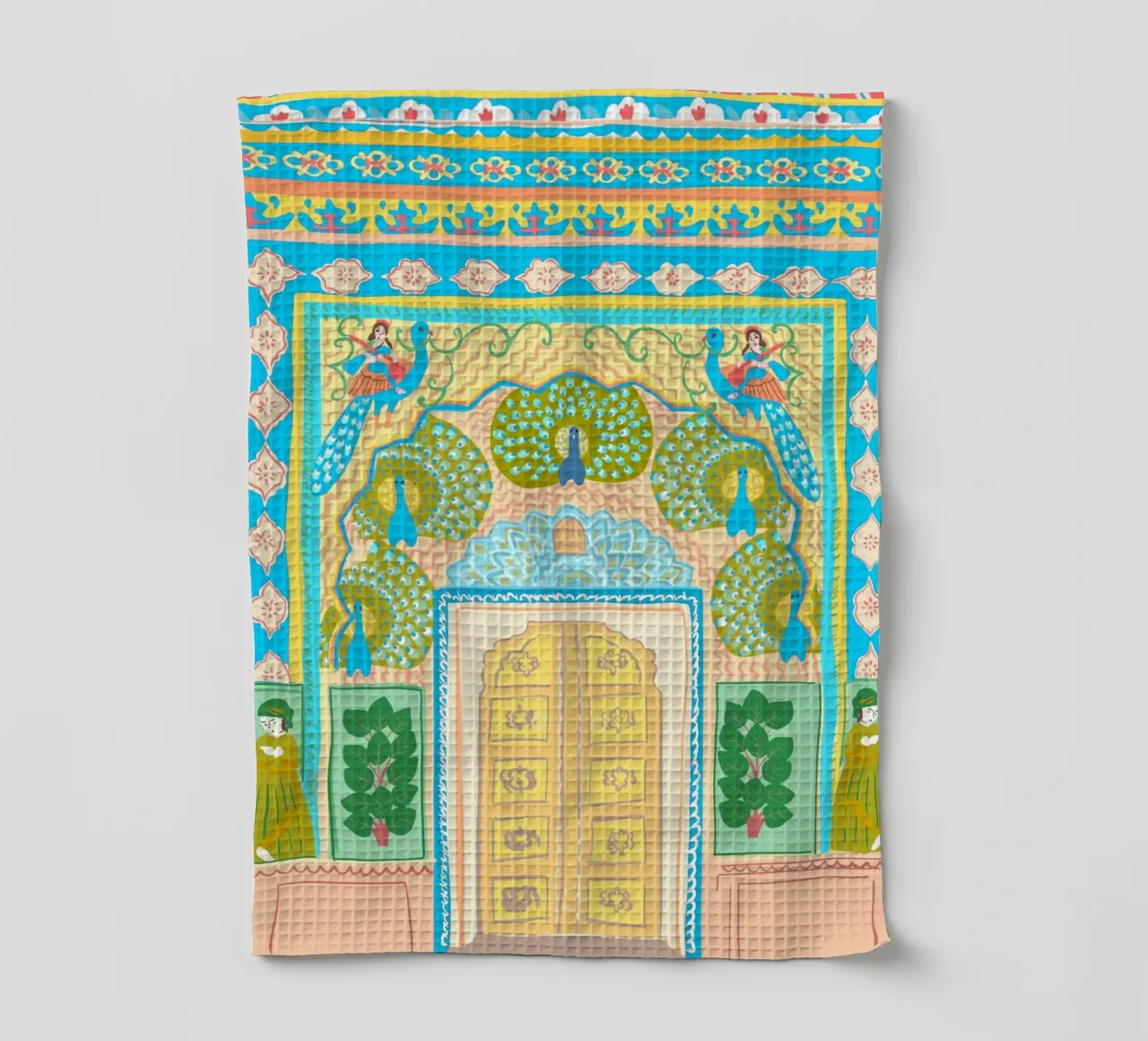 Pfauentor in Jaipur, Mogulkunst, Illustration Geschirrtuch von Taika Tori Art