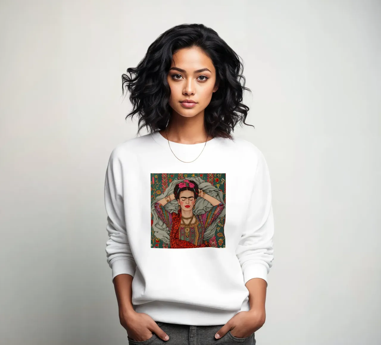 Arte popolare floreale Frida felpa da Carinaprint