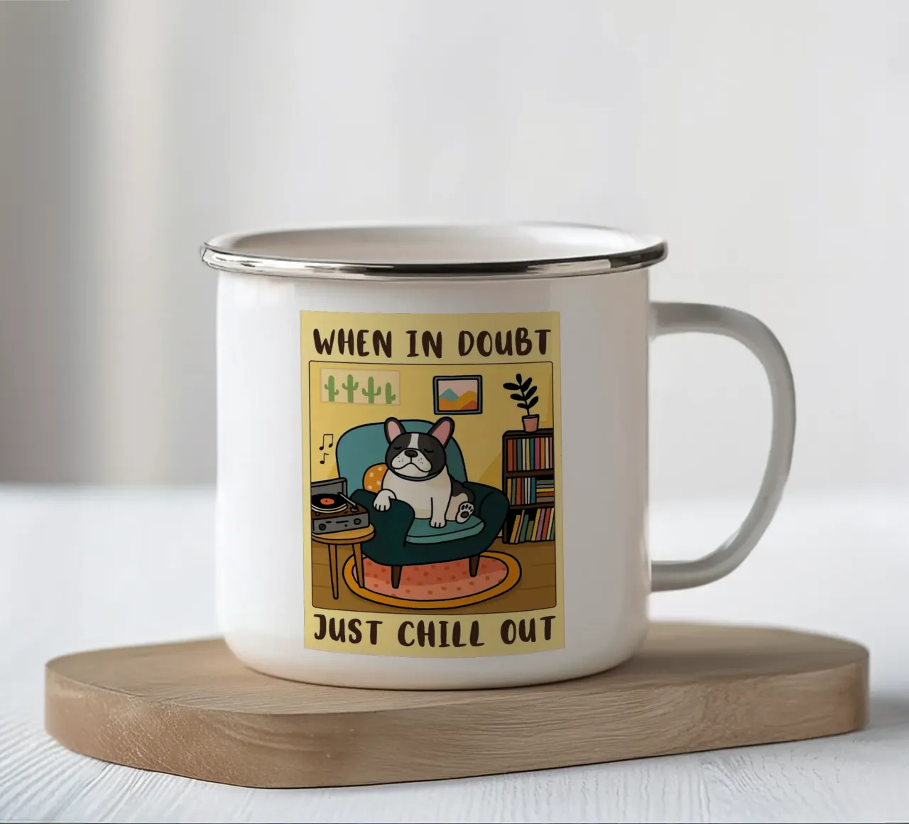 Rilassati con un disegno divertente di un cane tazza in smalto da dahlianz