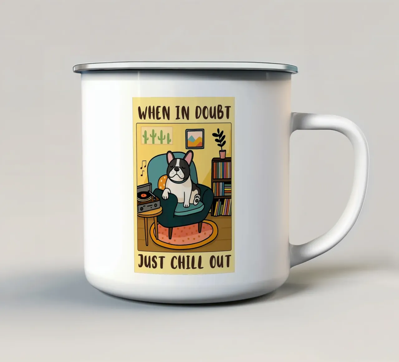 Rilassati con un disegno divertente di un cane tazza in smalto da dahlianz