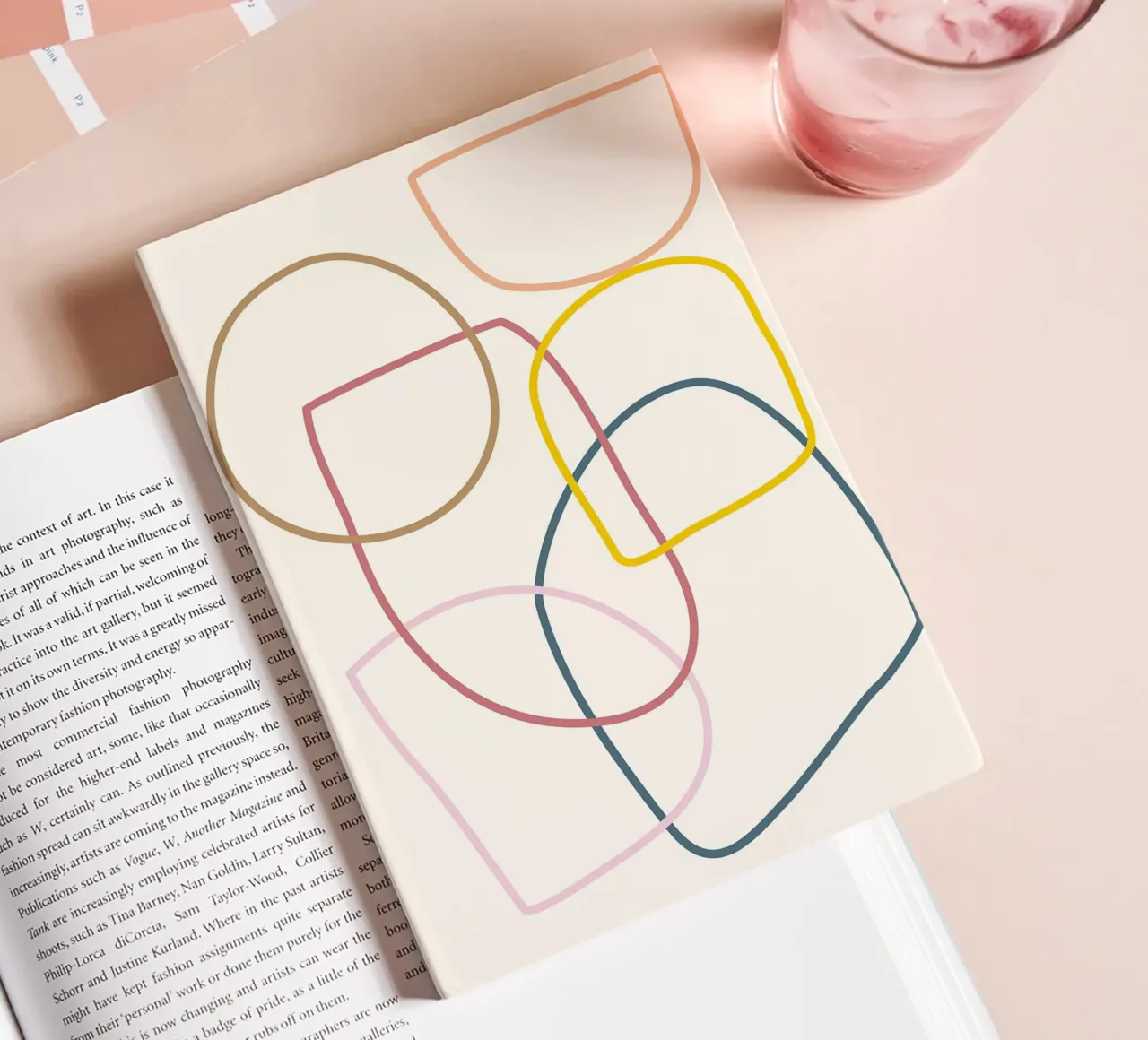 Abstract Minimalist Line Art Geometric Shapes Drawing notebook by Courtney