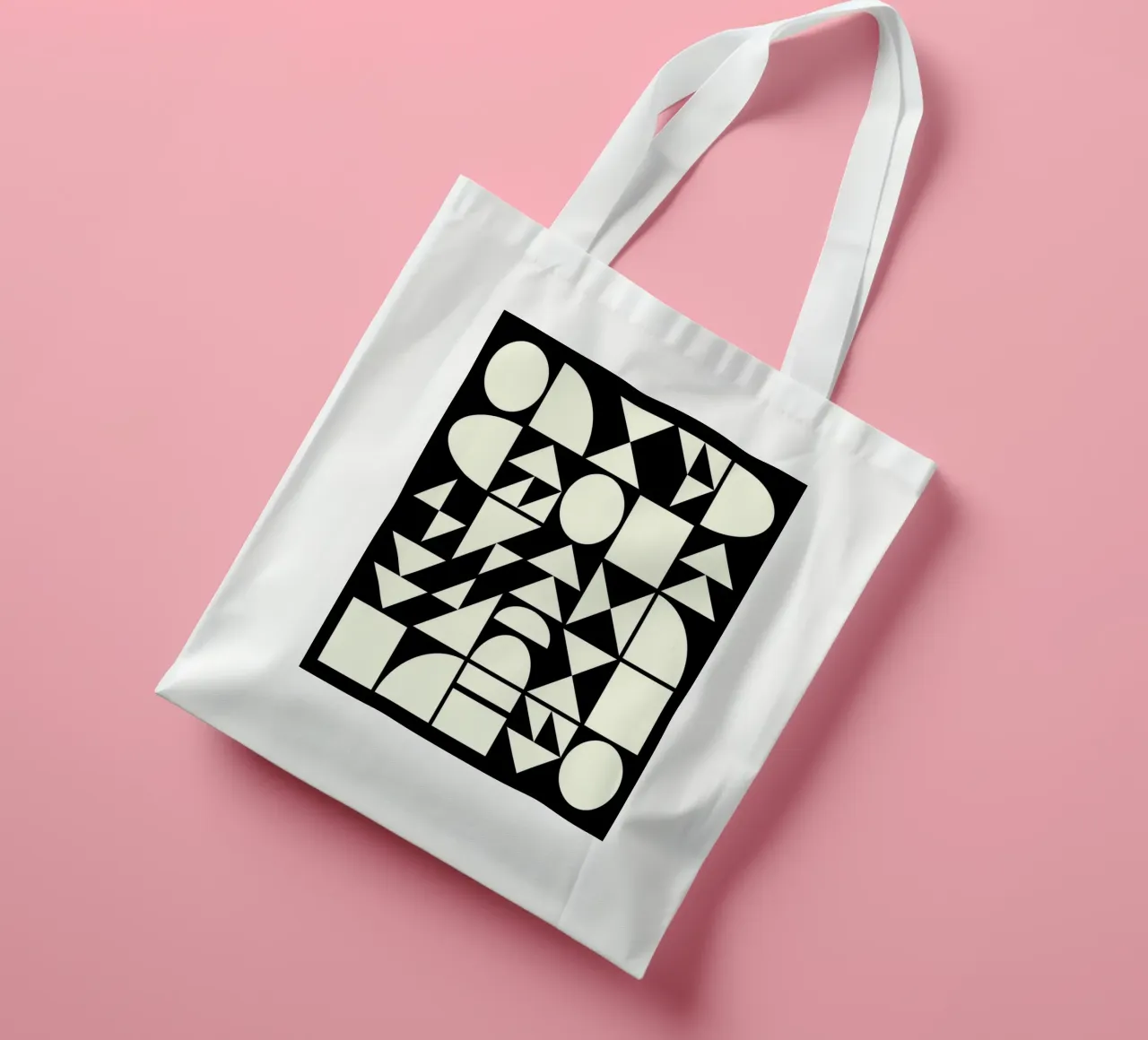 Forme geometriche in bianco e nero borsa in juta da Courtney