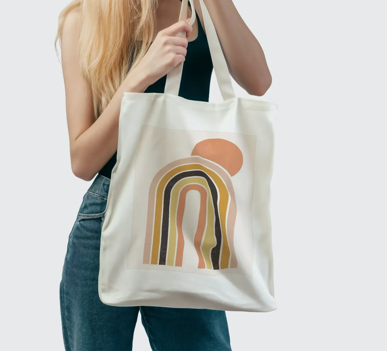 Arcobaleno e sole Boho borsa in juta da Courtney