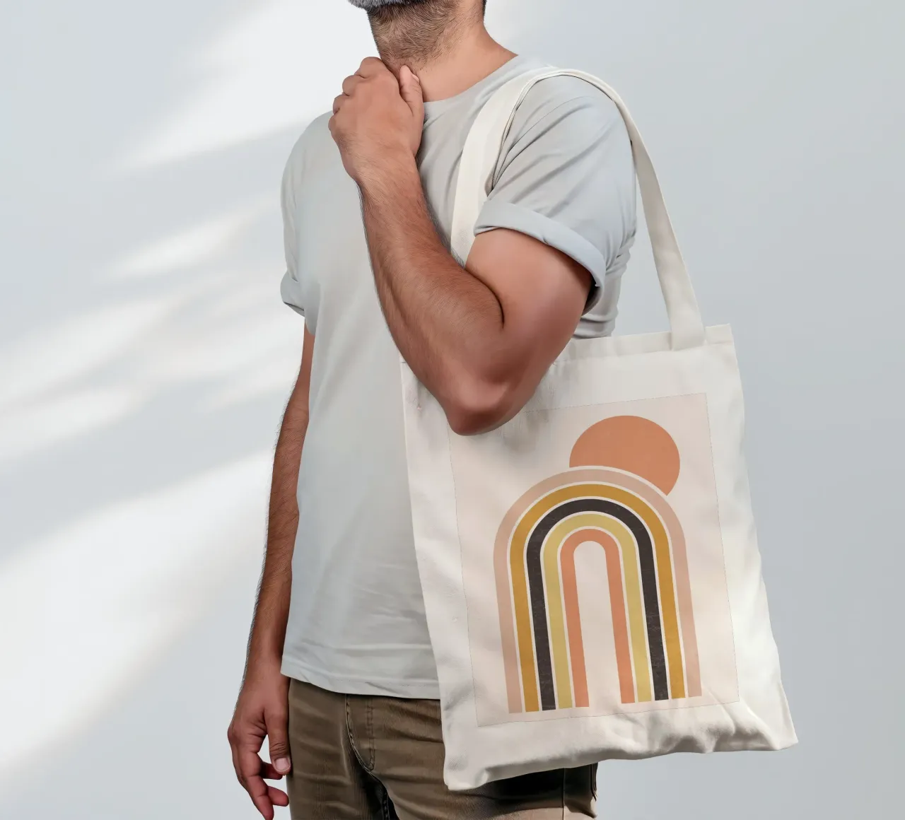 Arcobaleno e sole Boho borsa in juta da Courtney