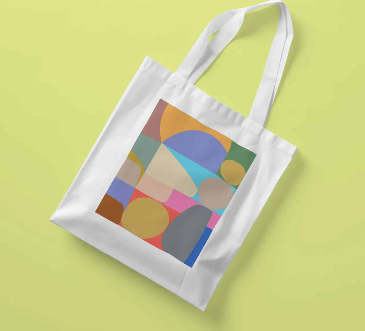 Composizione colorata di forme geometriche astratte borsa in juta da Courtney