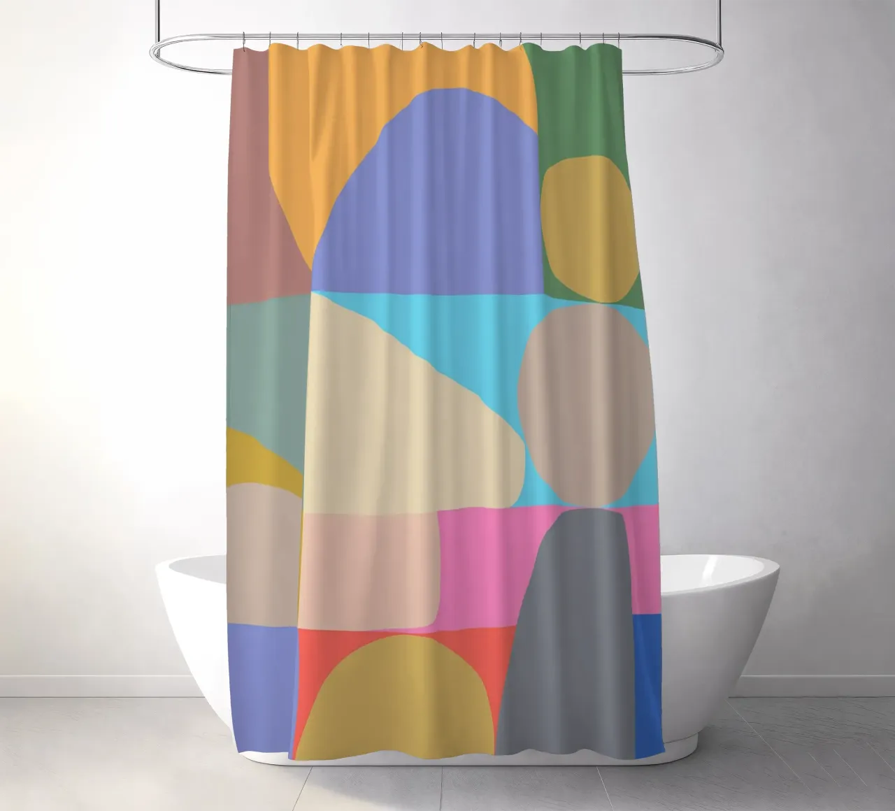 Composizione colorata di forme geometriche astratte tenda da doccia da Courtney