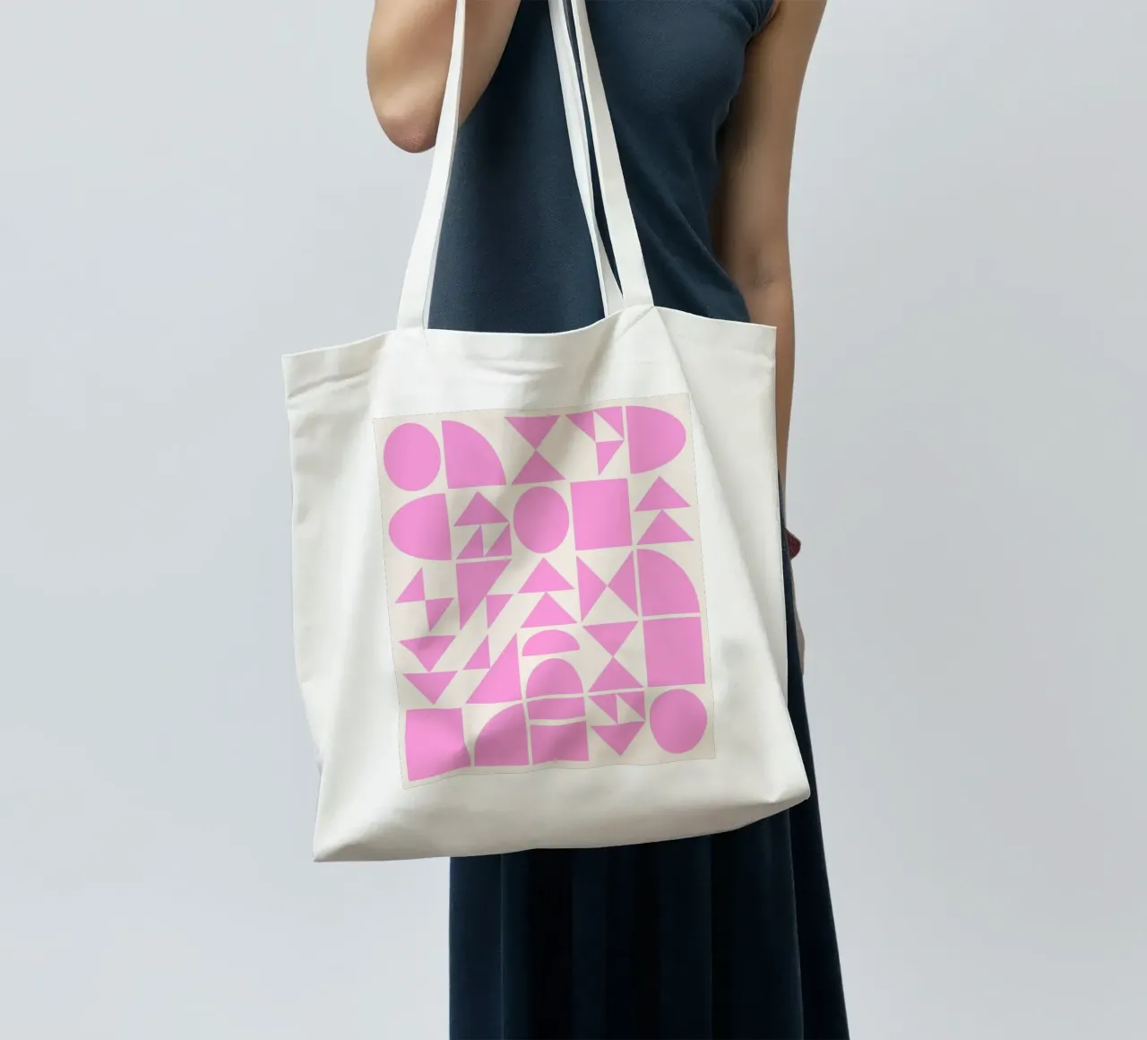 Forme geometriche di metà secolo in rosa borsa in juta da Courtney