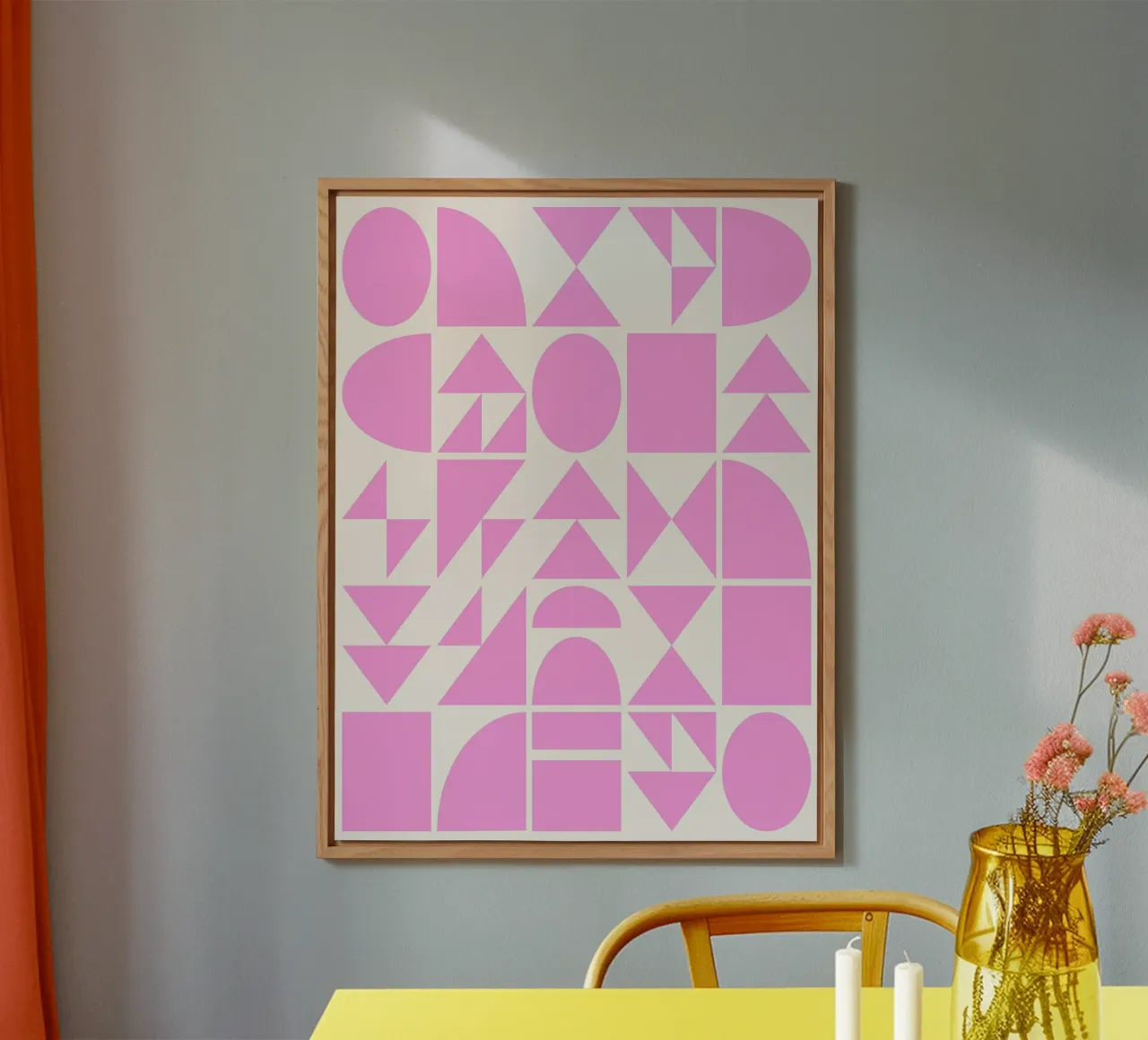 Forme geometriche di metà secolo in rosa pannello forex da Courtney