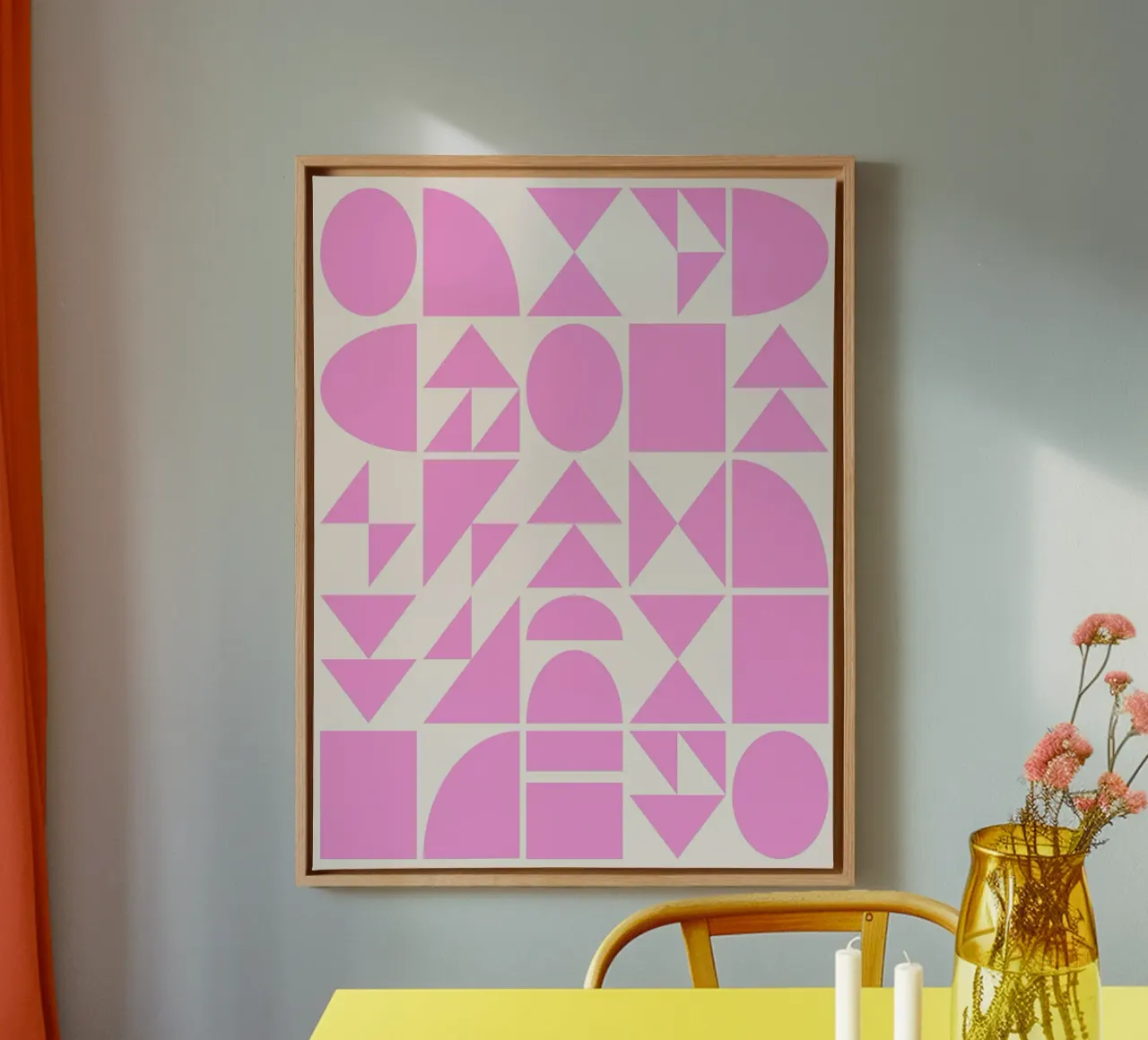 Forme geometriche di metà secolo in rosa tela da Courtney