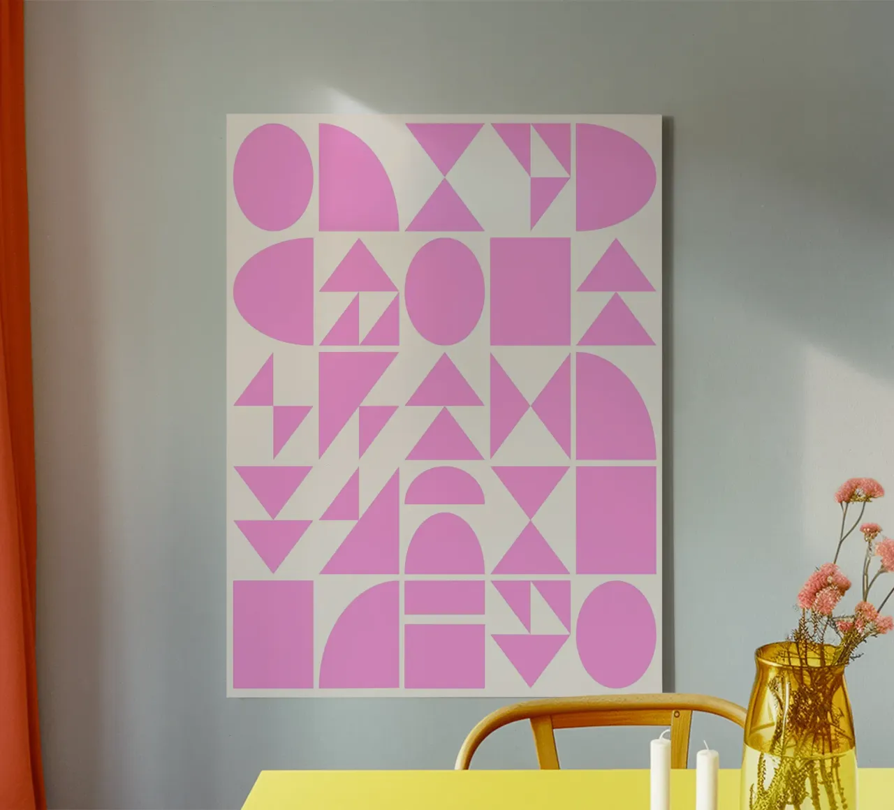 Forme geometriche di metà secolo in rosa tela da Courtney