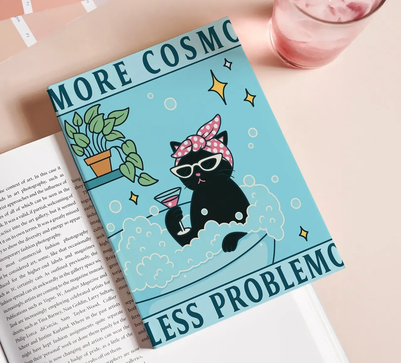 more cosmo less problemo funny cat drawing notebook by dahlianz