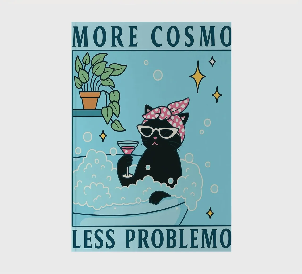 more cosmo less problemo grappige kattentekening notitieboek van dahlianz