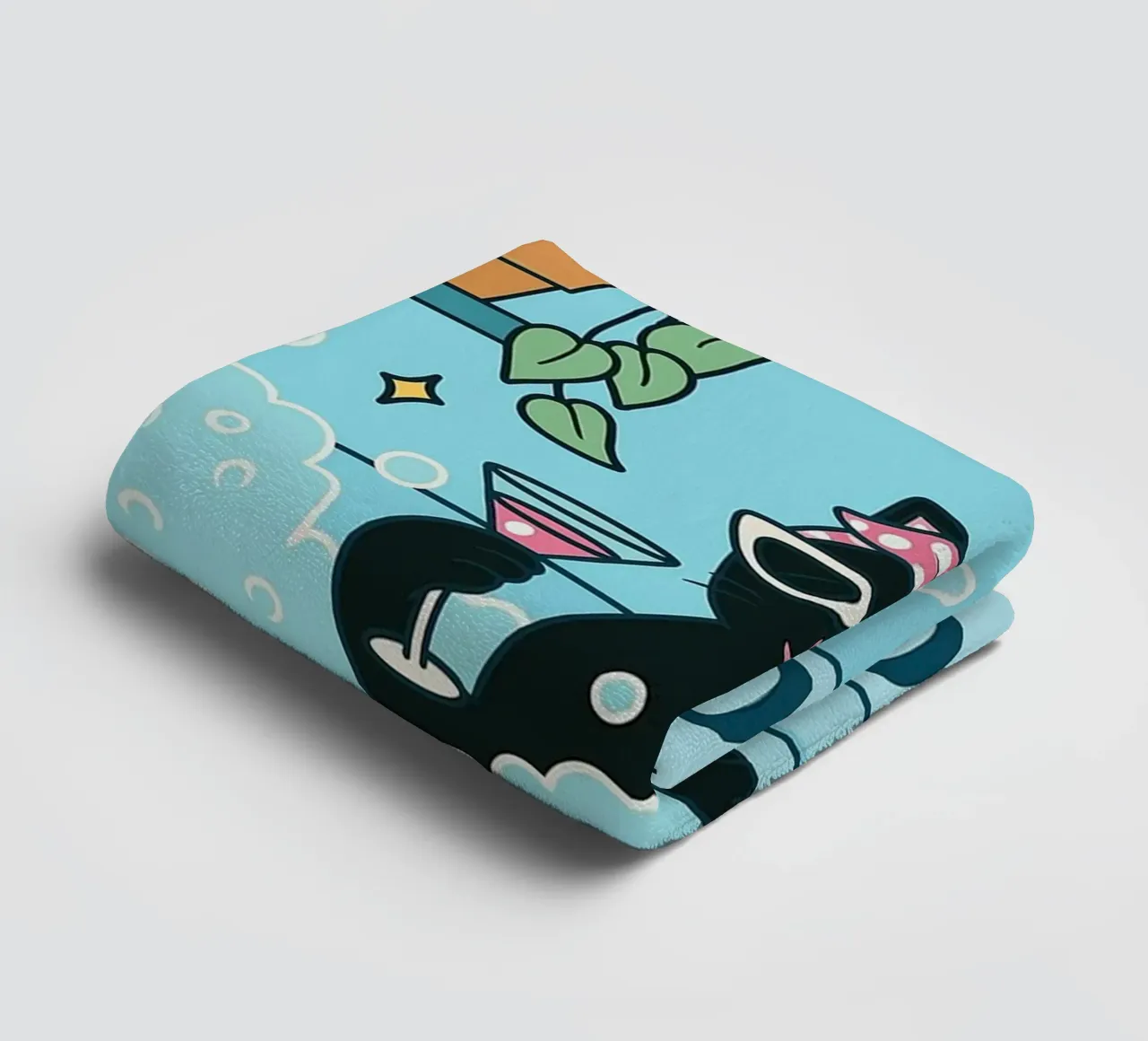 more cosmo less problemo funny cat drawing towel by dahlianz