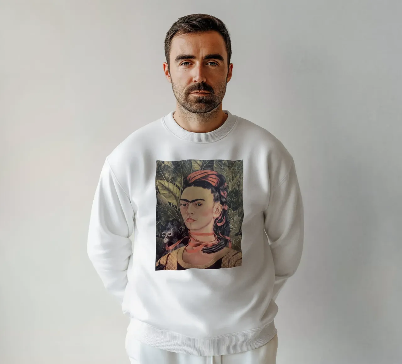 Ritratto di Frida Kahlo con scimmia felpa da Carinaprint