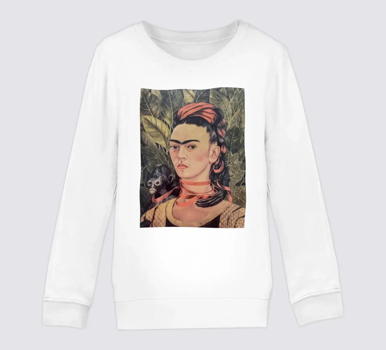 Ritratto di Frida Kahlo con scimmia felpa bambino da Carinaprint