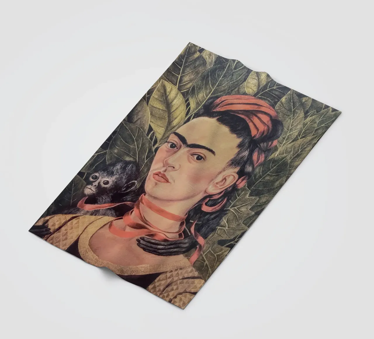 Portrait Frida Kahlo with monkey fleece blanket by Carinaprint