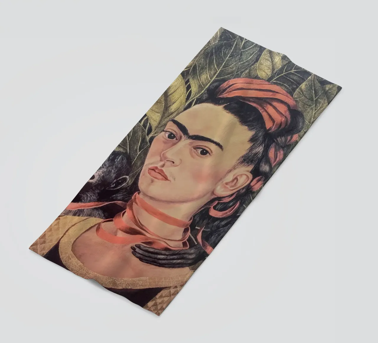Ritratto di Frida Kahlo con scimmia telo mare da Carinaprint