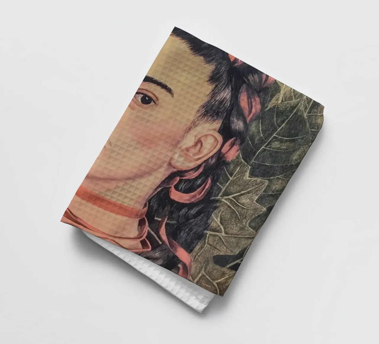 Ritratto di Frida Kahlo con scimmia canovaccio da cucina da Carinaprint