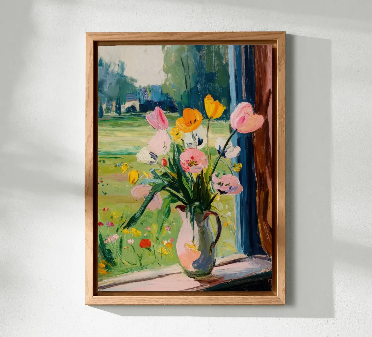 Tulipani colorati in un vaso rosa alluminio dibond da Nikis Art Studio
