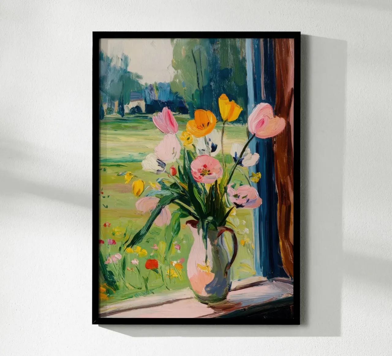 Tulipani colorati in un vaso rosa carta hahnemühle da Nikis Art Studio